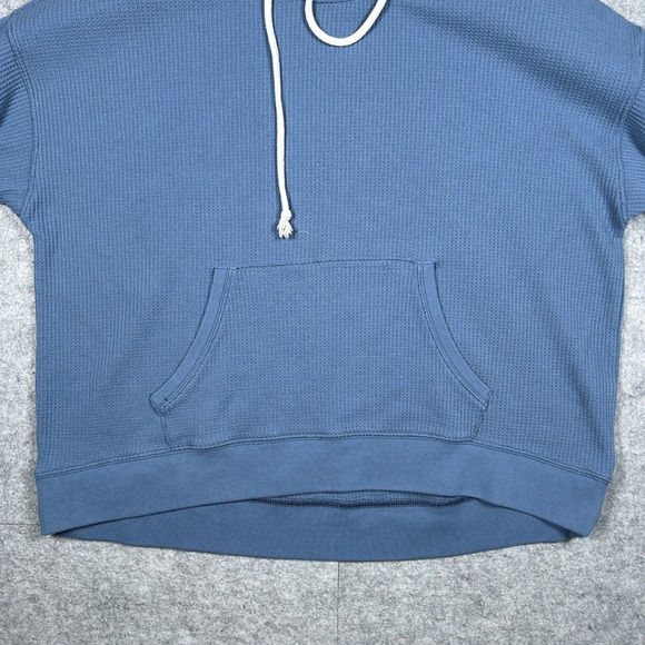Aerie pullover Hoodie Womens Medium Blue Waffle Knit Oversized Casual Loungewear - Picture 7 of 14